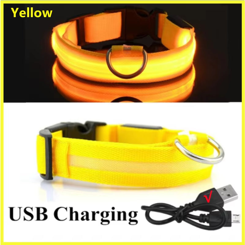 USB Rechargeable LED Luminous Adjustable Dog and Cat Collar for Enhanced Nighttime Visibility and Safety