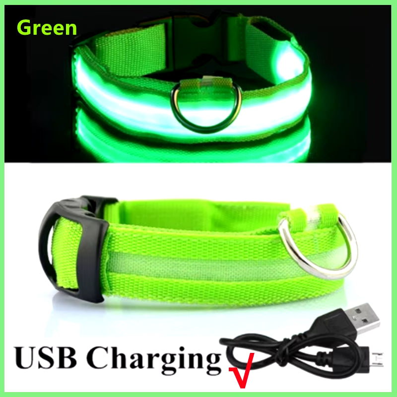 USB Rechargeable LED Luminous Adjustable Dog and Cat Collar for Enhanced Nighttime Visibility and Safety