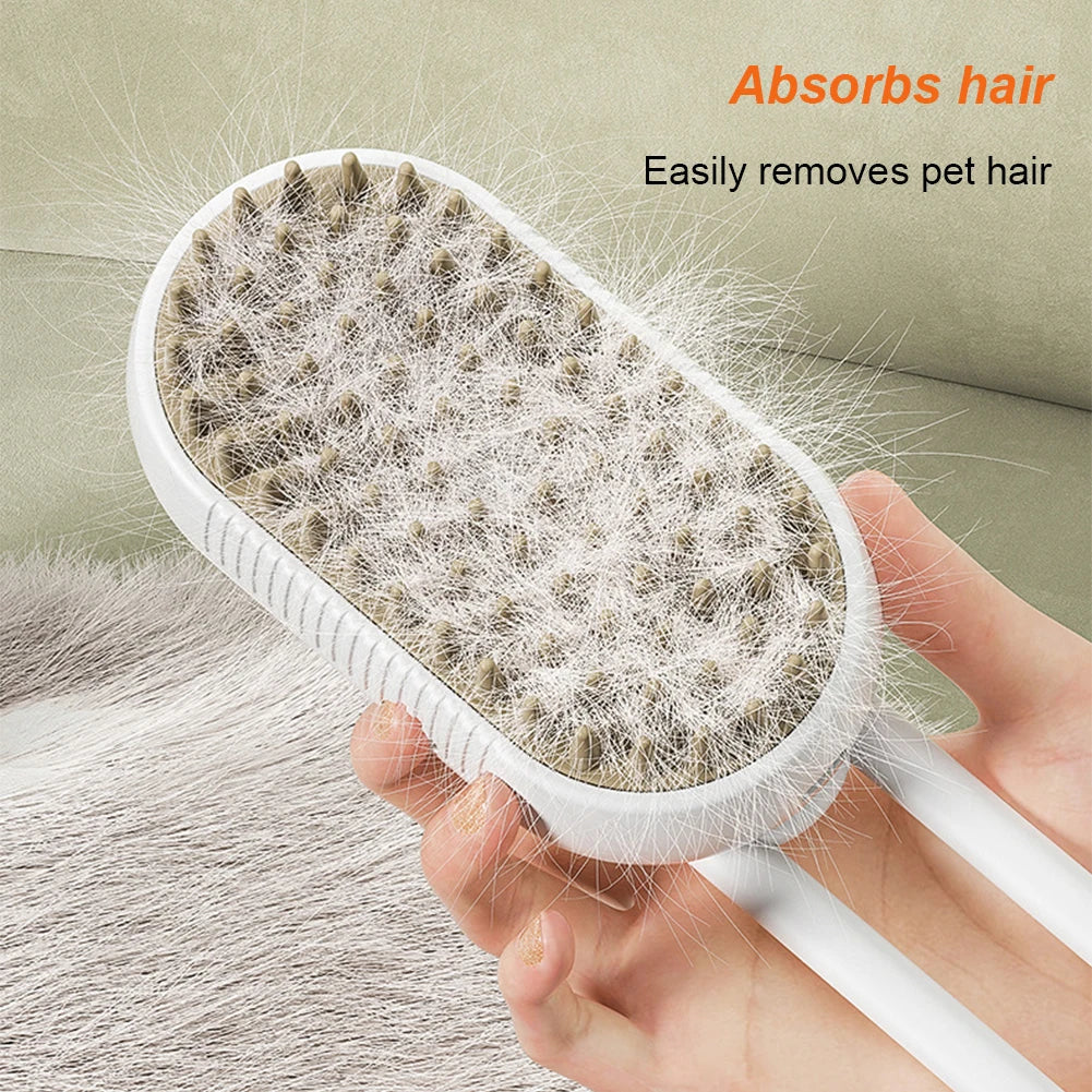 3 in 1 Pet Electric Steam Brush Cat and Dog Cleaning Spray Massage Grooming Comb Retractable Handle Pet Hair Removal Beautybrush