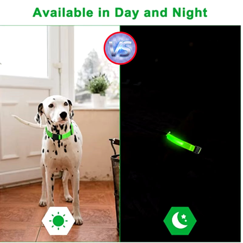 USB Rechargeable LED Luminous Adjustable Dog and Cat Collar for Enhanced Nighttime Visibility and Safety