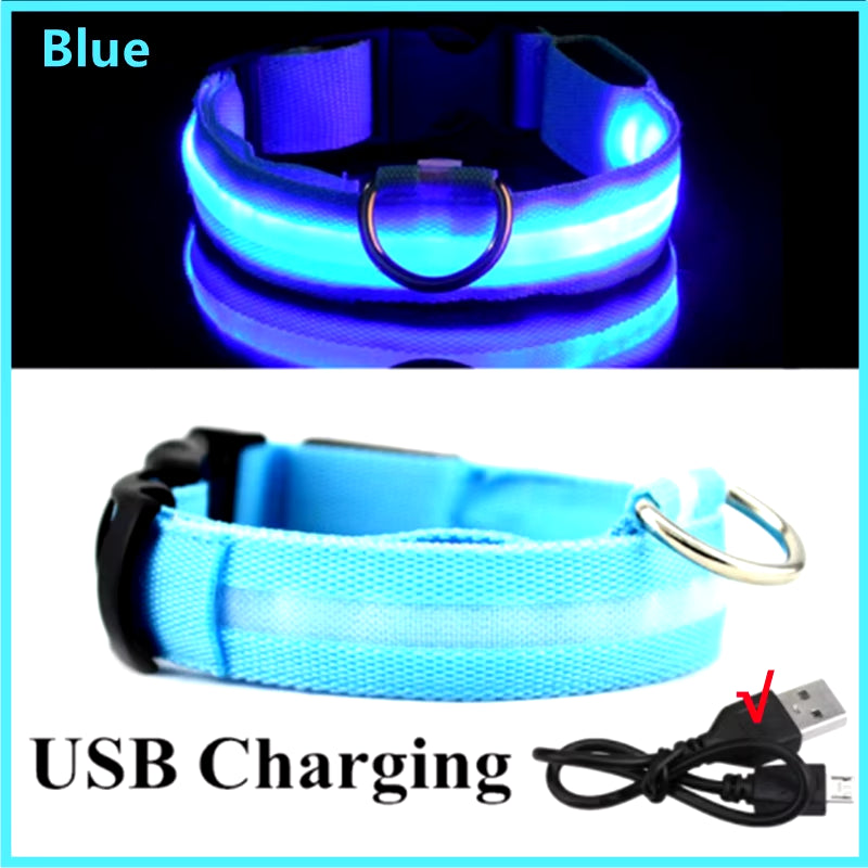 USB Rechargeable LED Luminous Adjustable Dog and Cat Collar for Enhanced Nighttime Visibility and Safety