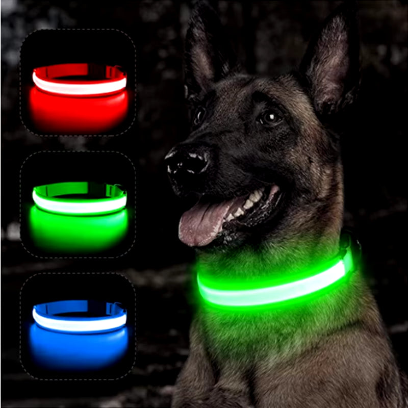 USB Rechargeable LED Luminous Adjustable Dog and Cat Collar for Enhanced Nighttime Visibility and Safety