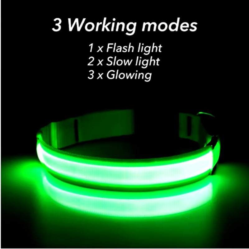 USB Rechargeable LED Luminous Adjustable Dog and Cat Collar for Enhanced Nighttime Visibility and Safety