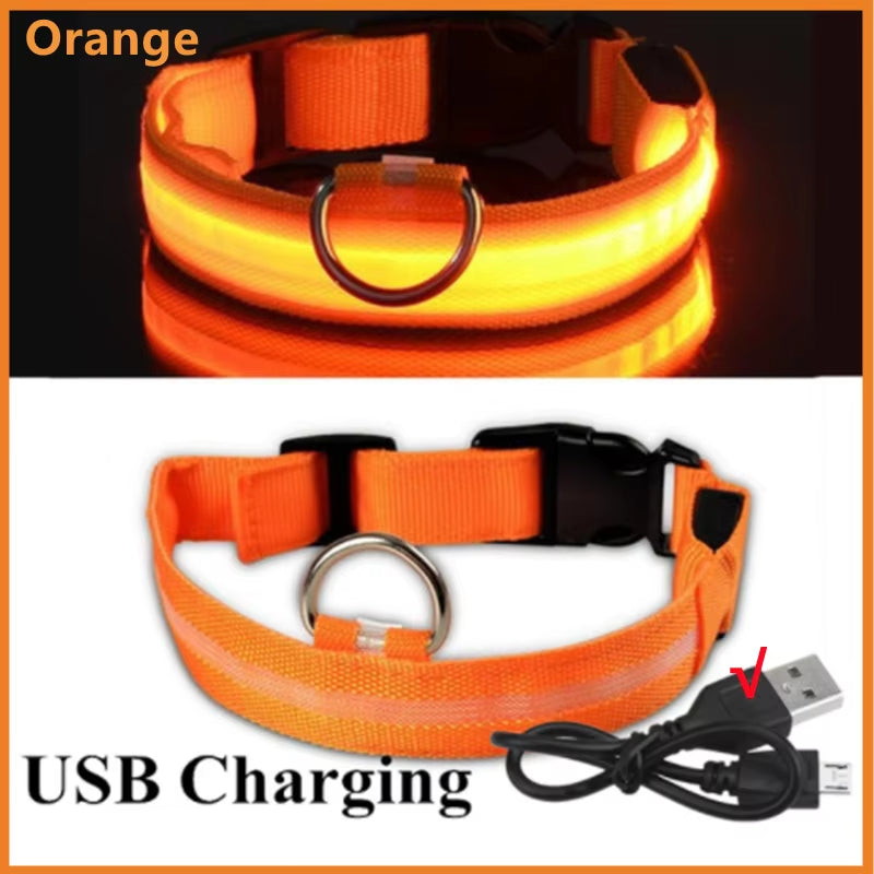 USB Rechargeable LED Luminous Adjustable Dog and Cat Collar for Enhanced Nighttime Visibility and Safety